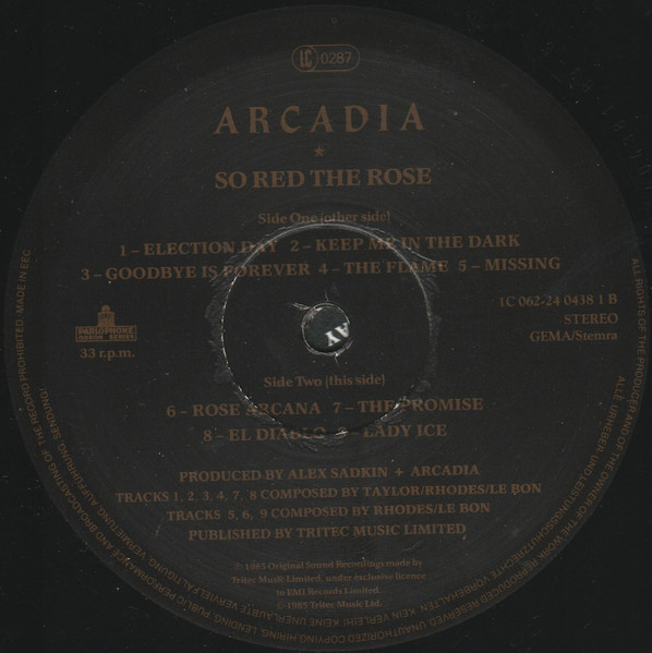 Arcadia - So Red The Rose | Parlophone (24 0438 1) - 4 Arcadia - So Red The Rose | Parlophone (24 0438 1) - 4