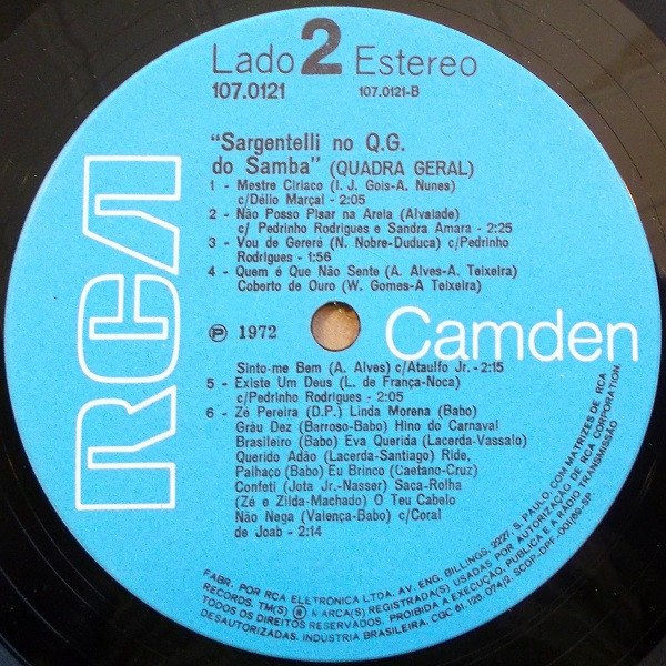 Sargentelli - Q.G Do Samba (Quadra Geral) | RCA Camden (№ 107.0121) - 3 Sargentelli - Q.G Do Samba (Quadra Geral) | RCA Camden (№ 107.0121) - 3