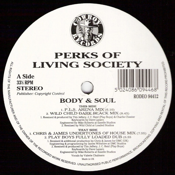 Perks Of Living Society - Body And Soul | Cowboy Records (RODEO 94412) - 3 Perks Of Living Society - Body And Soul | Cowboy Records (RODEO 94412) - 3