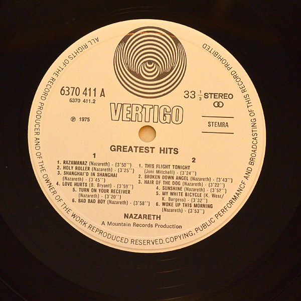Nazareth - Greatest Hits | Vertigo (6370 411 A) - 4