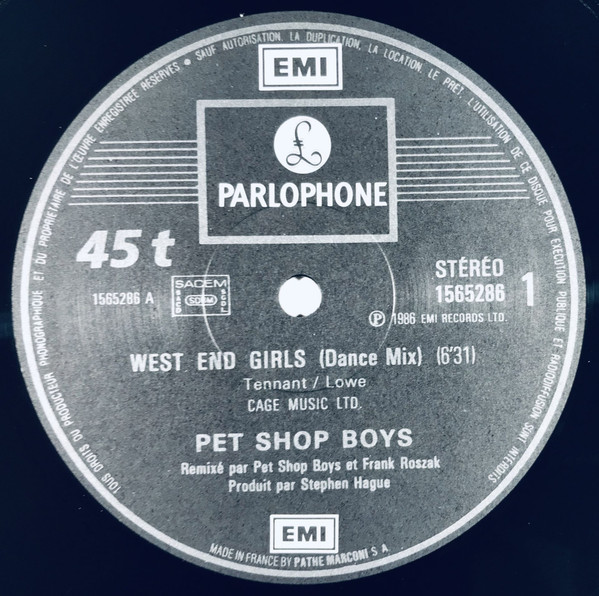 Pet Shop Boys - West End Girls | Parlophone (1565286) - 3 Pet Shop Boys - West End Girls | Parlophone (1565286) - 3