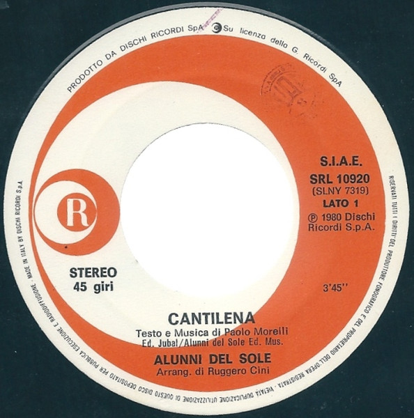 Gli Alunni Del Sole - Cantilena | Ricordi (SRL 10920) - 2