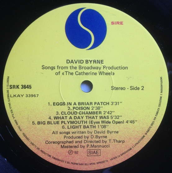 David Byrne - Songs From The Broadway Production Of "The Catherine Wheel" | Sire (SRK 3645) - 3