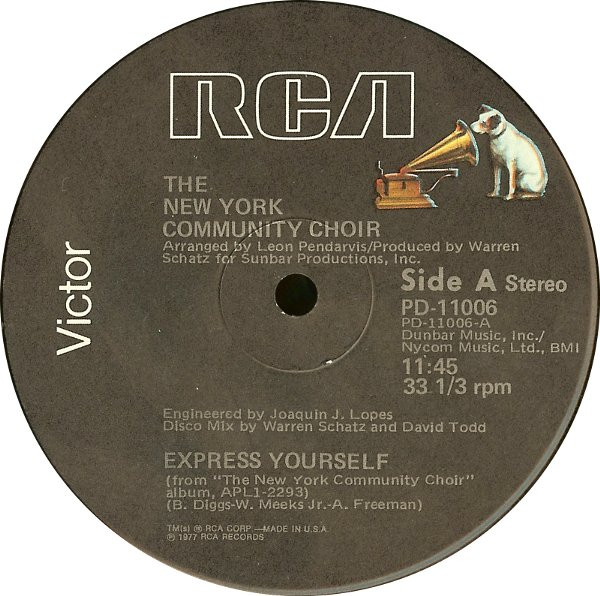 The New York Community Choir - Express Yourself / Have A Good Time | RCA Victor (PD-11006) - main