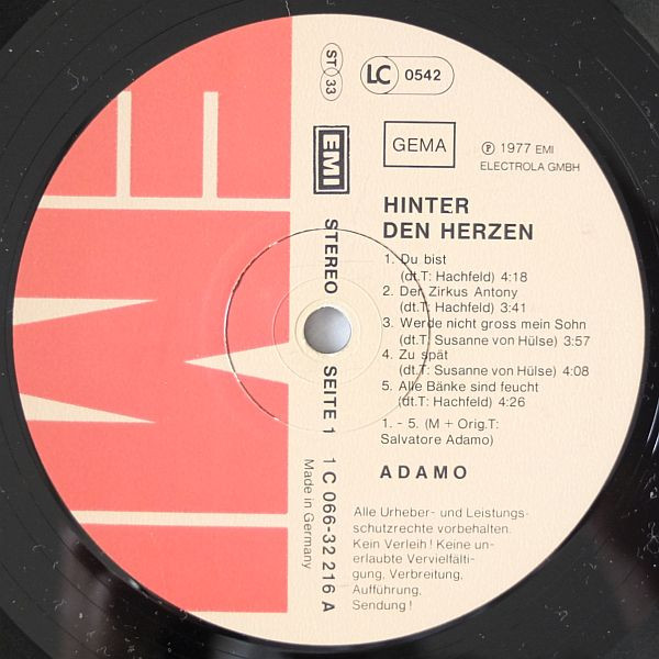 Adamo - Hinter Den Herzen (Kieselsteine 3) | EMI (1 C 066-32 216) - 2