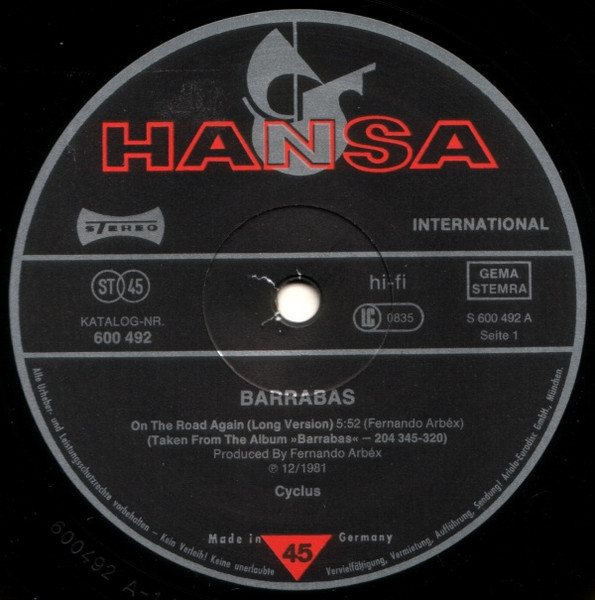 Barrabas - On The Road Again (Long Version) | Hansa International (600 492) - 3 Barrabas - On The Road Again (Long Version) | Hansa International (600 492) - 3