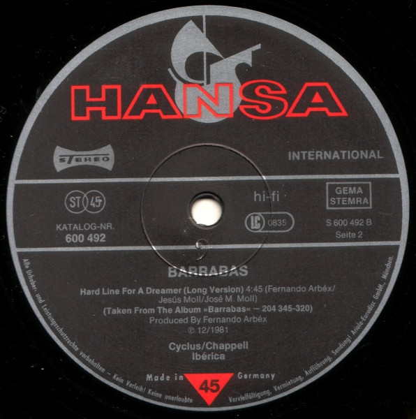 Barrabas - On The Road Again (Long Version) | Hansa International (600 492) - 4 Barrabas - On The Road Again (Long Version) | Hansa International (600 492) - 4