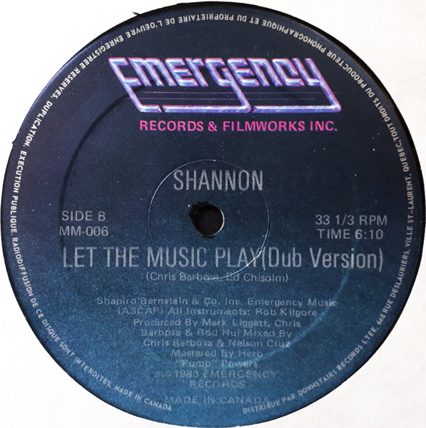 Shannon - Let The Music Play (12") [Vinyl] | Emergency Records (MM-006) - 2