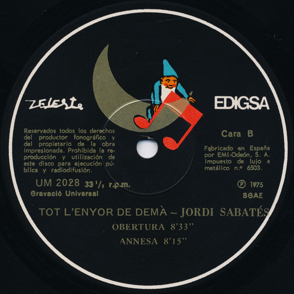 Jordi Sabates - Tot L'Enyor De Demà | Edigsa (UM 2028) - 4 Jordi Sabates - Tot L'Enyor De Demà | Edigsa (UM 2028) - 4