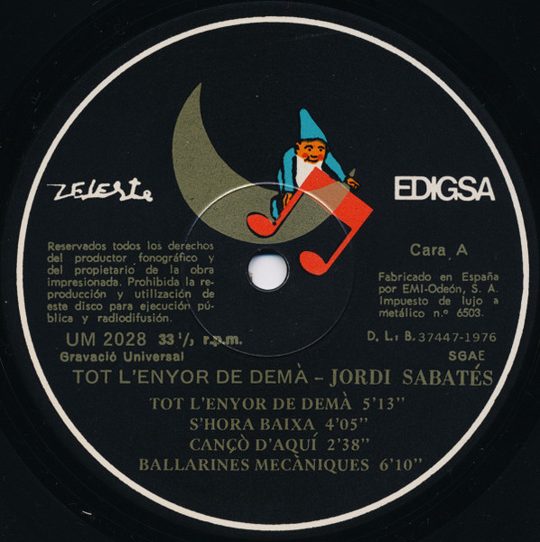 Jordi Sabates - Tot L'Enyor De Demà | Edigsa (UM 2028) - 3 Jordi Sabates - Tot L'Enyor De Demà | Edigsa (UM 2028) - 3