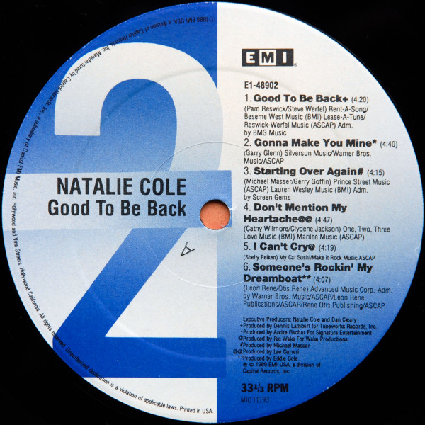 Natalie Cole - Good To Be Back | EMI USA (E1-48902) - main
