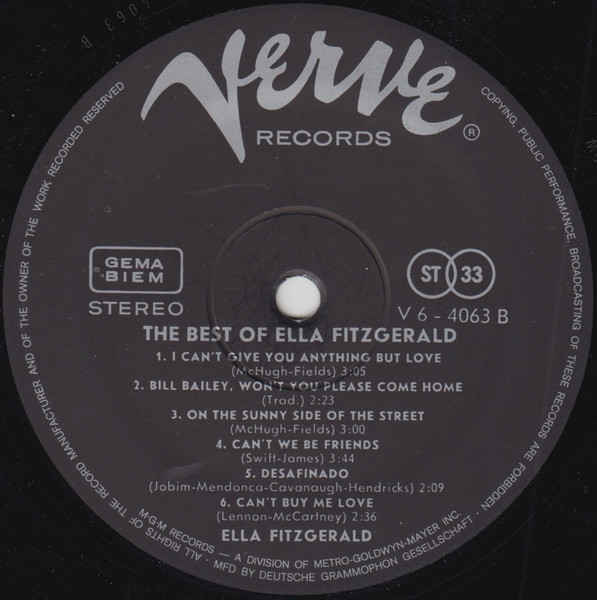 Ella Fitzgerald - The Best Of Ella Fitzgerald | Verve Records (V6-4063) - 4