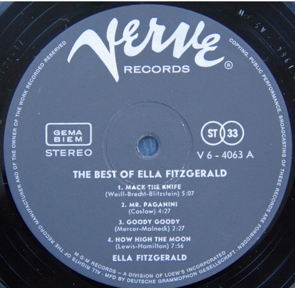 Ella Fitzgerald - The Best Of Ella Fitzgerald | Verve Records (V6-4063) - 3