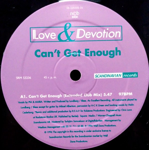 Love & Devotion - Can't Get Enough | Scandinavian Records (SRM 53236) - main