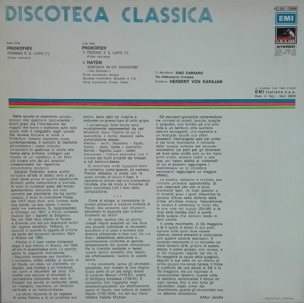 Sergei Prokofiev / Joseph Haydn / Herbert von Karajan / Philharmonia Orchestra - Pierino E Il Lupo / Sinfonia Dei Giocattoli | La Voce Del Padrone (3C 053-00868) - 2