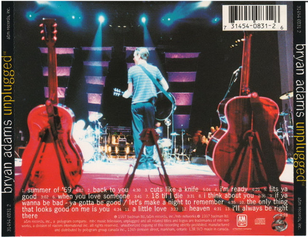 Bryan Adams - Unplugged | A&M Records (31454 0831 2) - 2 Bryan Adams - Unplugged | A&M Records (31454 0831 2) - 2