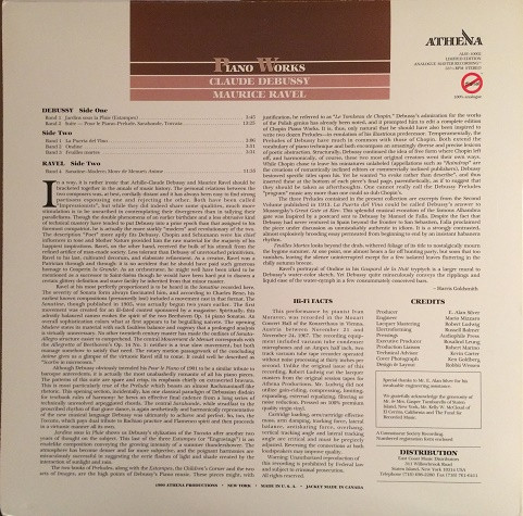 Claude Debussy , Maurice Ravel , Ivan Moravec - Piano Works | Athena (ALSY-10002) - 2 Claude Debussy , Maurice Ravel , Ivan Moravec - Piano Works | Athena (ALSY-10002) - 2