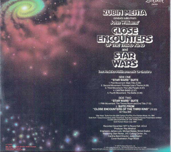 Zubin Mehta Conducts Los Angeles Philharmonic Orchestra - Suites From Star Wars And Close Encounters Of The Third Kind | London Records (ZM 1001) - 2 Zubin Mehta Conducts Los Angeles Philharmonic Orchestra - Suites From Star Wars And Close Encounters Of The Third Kind | London Records (ZM 1001) - 2