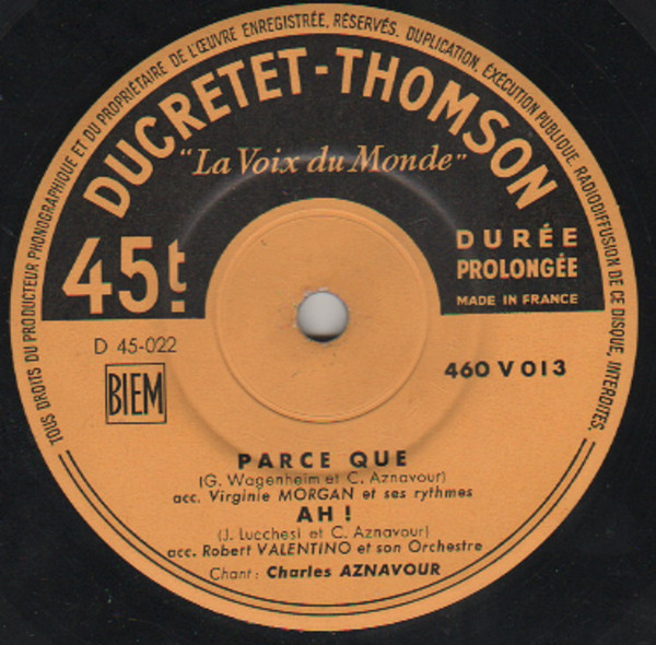 Charles Aznavour - Moi, J'Fais Mon Rond | Ducretet Thomson (460 V 013) - 4