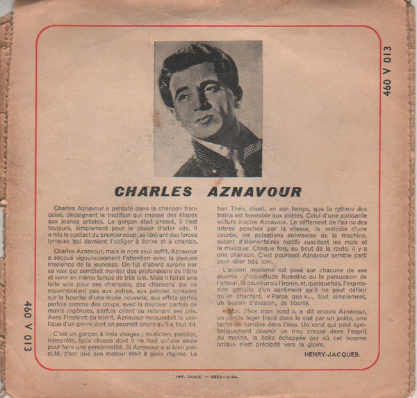 Charles Aznavour - Moi, J'Fais Mon Rond | Ducretet Thomson (460 V 013) - 2