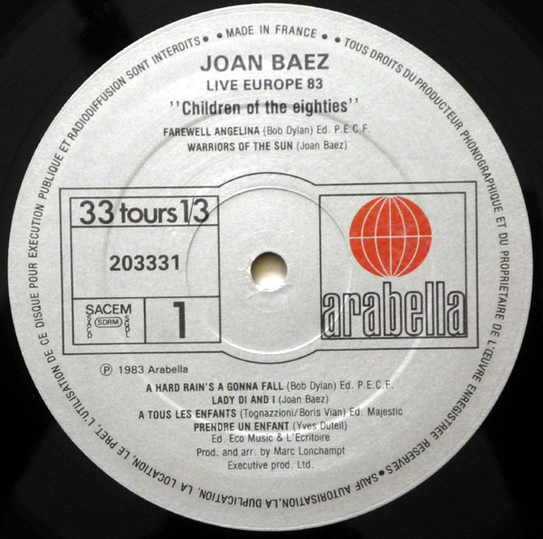 Joan Baez - Live Europe 83 - Children Of The Eighties | Arabella (203331) - 4