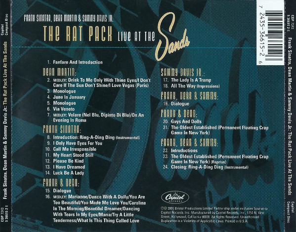 Frank Sinatra , Dean Martin & Sammy Davis Jr. - The Rat Pack Live At The Sands | Capitol Records (CDP 7243 5 36615 2 6) - 2