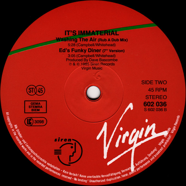 It's Immaterial - Ed's Funky Diner | Virgin (602 036) - 4 It's Immaterial - Ed's Funky Diner | Virgin (602 036) - 4