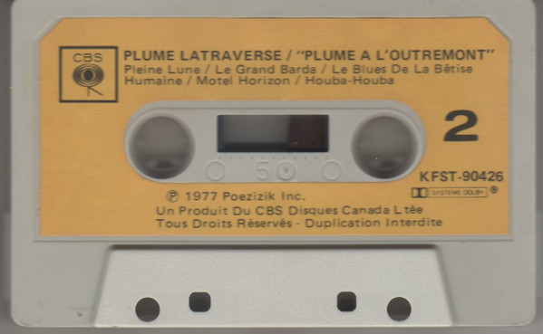 Plume Latraverse - Plume À L'Outremont [Cassette] | CBS (KFST-90426) - 4