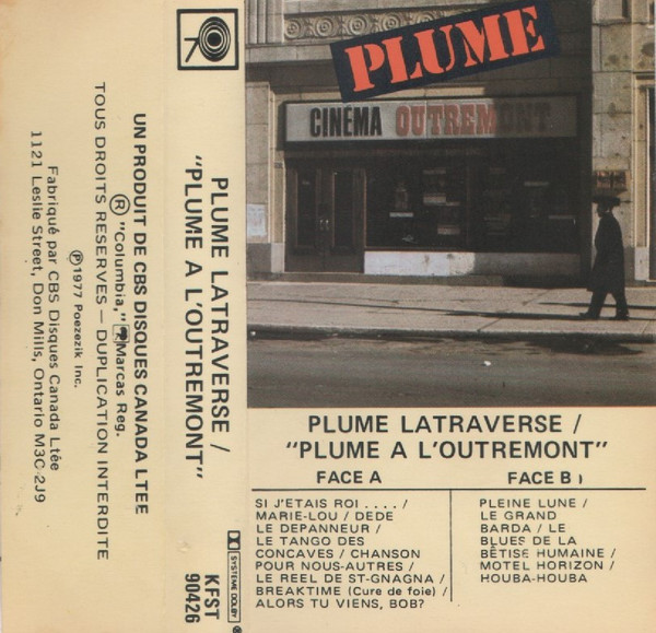 Plume Latraverse - Plume À L'Outremont [Cassette] | CBS (KFST-90426) - 2