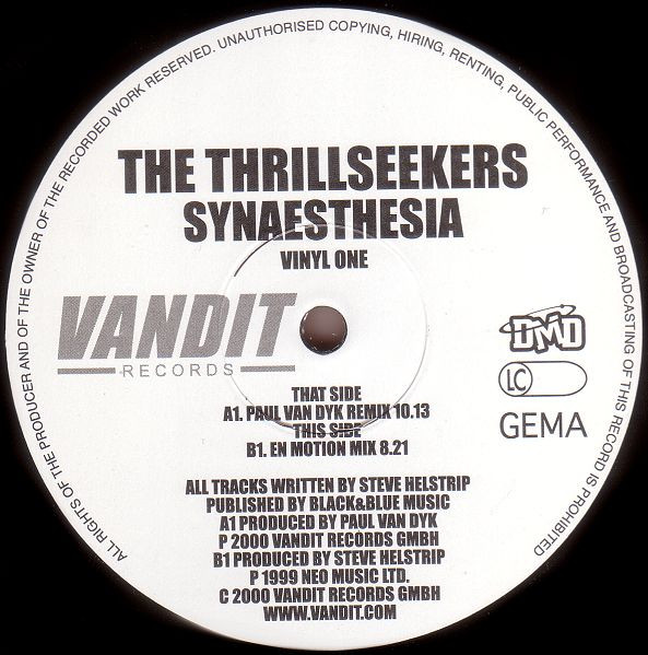The Thrillseekers - Synaesthesia (Vinyl One) | Vandit Records (006A) - 3