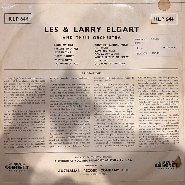 Les & Larry Elgart - Les & Larry Elgart And Their Orchestra | Coronet (KLP 644) - 2