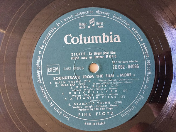 Pink Floyd - Soundtrack From The Film "More" | Columbia (2 C 062-04096) - 4