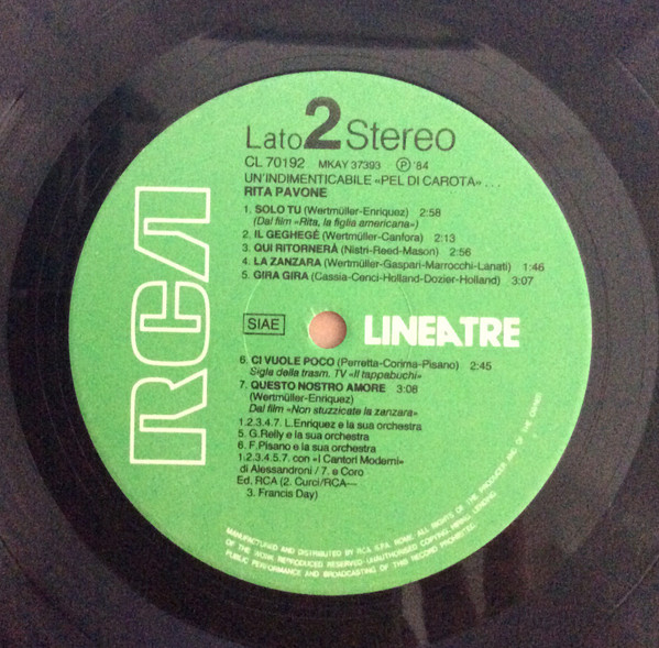 Rita Pavone - Un´Indimenticabile "Pel Di Carota" | RCA Italiana (CL 70192) - 4