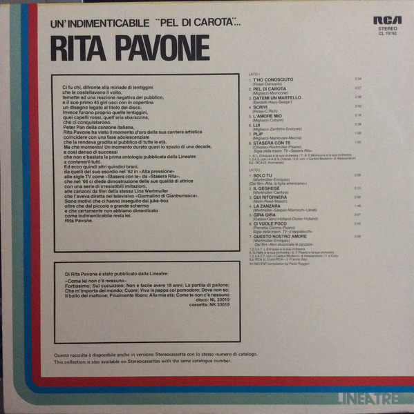 Rita Pavone - Un´Indimenticabile "Pel Di Carota" | RCA Italiana (CL 70192) - 2
