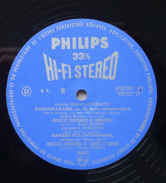 Nikolai Rimsky-Korsakov - Minneapolis Symphony Orchestra , Antal Dorati / Alexander Borodin - London Symphony Orchestra , Antal Dorati - Schéhérazade Op. 35 / Danses Polovtsiennes | Philips (838 501 VY) - 4