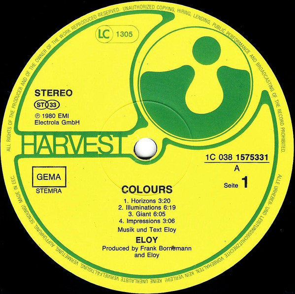 Eloy - Colours | Harvest (1C 038 1575331) - 3