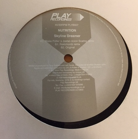 Nutrition - Skyline Dreamer | Play Recordings (PLYB007)
