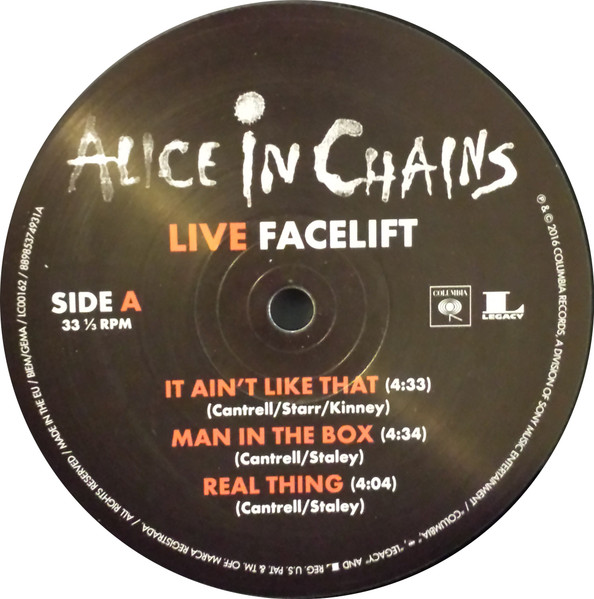 Alice In Chains - Live Facelift (RSD2016 - Limited Numbered Edition) [Vinyl] | Columbia (88985374931) - 3