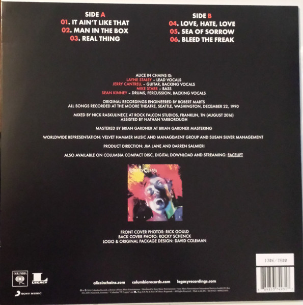 Alice In Chains - Live Facelift (RSD2016 - Limited Numbered Edition) [Vinyl] | Columbia (88985374931) - 2