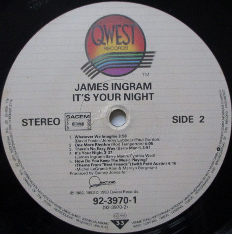 James Ingram - It's Your Night | Qwest Records (92-3970-1) - 4 James Ingram - It's Your Night | Qwest Records (92-3970-1) - 4