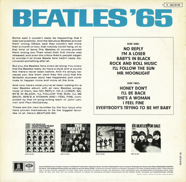 The Beatles - Beatles '65 | Odeon (1C 062-04 201) - 2