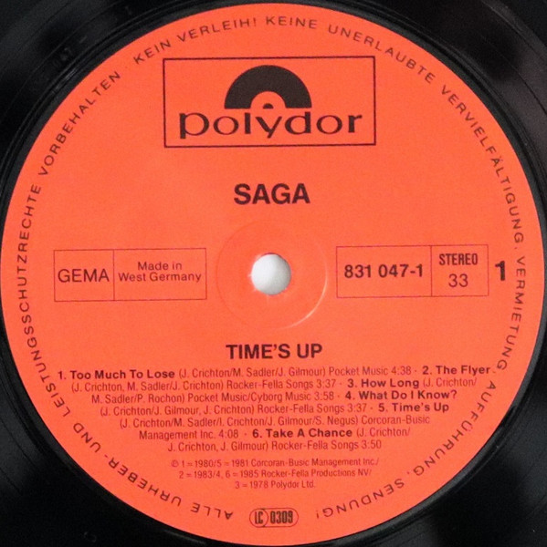 Saga - Time's Up | Polydor (831 047-1) - 3