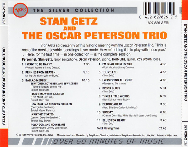 Stan Getz And The Oscar Peterson Trio - Stan Getz And The Oscar Peterson Trio [CD] | Verve Records (827 826-2) - 2