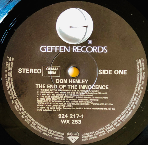 Don Henley - The End Of The Innocence | Geffen Records (WX 253) - 3