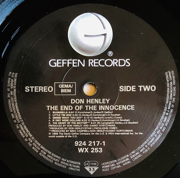 Don Henley - The End Of The Innocence | Geffen Records (WX 253) - 4