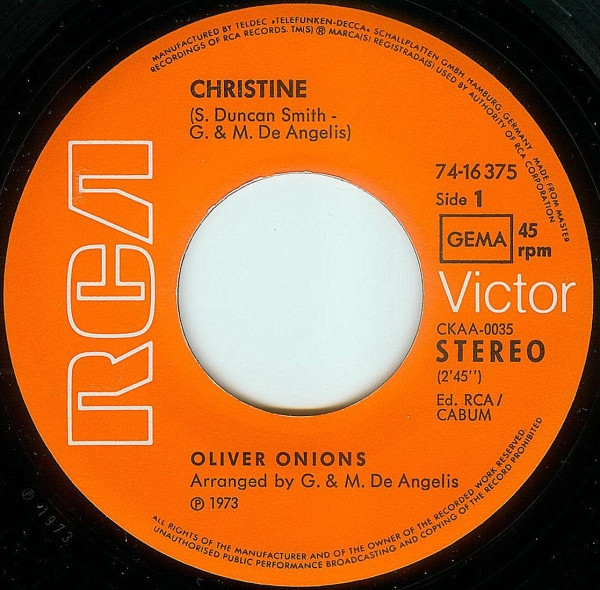 Oliver Onions - Christine | RCA Victor (74-16 375) - 3