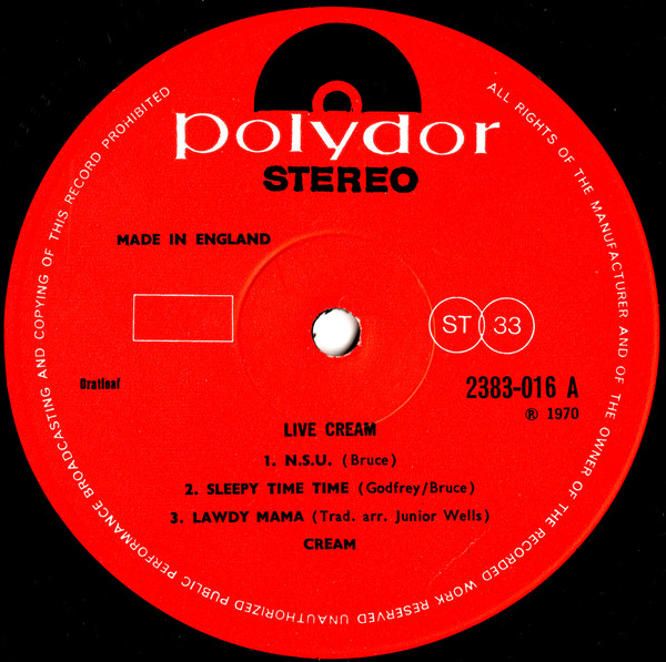 Cream - Live Cream | Polydor (2383 016) - 3