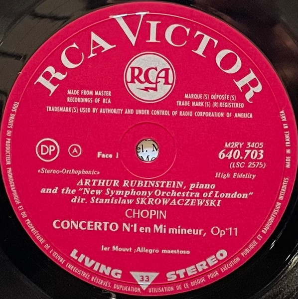 Frédéric Chopin , Arthur Rubinstein , The New Symphony Orchestra Of London Dir. Stanislaw Skrowaczewski - Concerto N°1 En Mi Mineur, Op. 11 | RCA (640.703) - 3 Frédéric Chopin , Arthur Rubinstein , The New Symphony Orchestra Of London Dir. Stanislaw Skrowaczewski - Concerto N°1 En Mi Mineur, Op. 11 | RCA (640.703) - 3