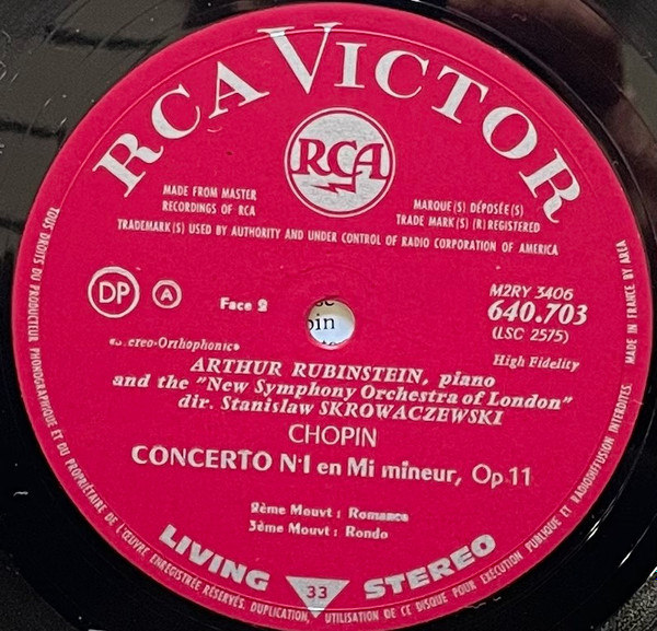 Frédéric Chopin , Arthur Rubinstein , The New Symphony Orchestra Of London Dir. Stanislaw Skrowaczewski - Concerto N°1 En Mi Mineur, Op. 11 | RCA (640.703) - 4 Frédéric Chopin , Arthur Rubinstein , The New Symphony Orchestra Of London Dir. Stanislaw Skrowaczewski - Concerto N°1 En Mi Mineur, Op. 11 | RCA (640.703) - 4