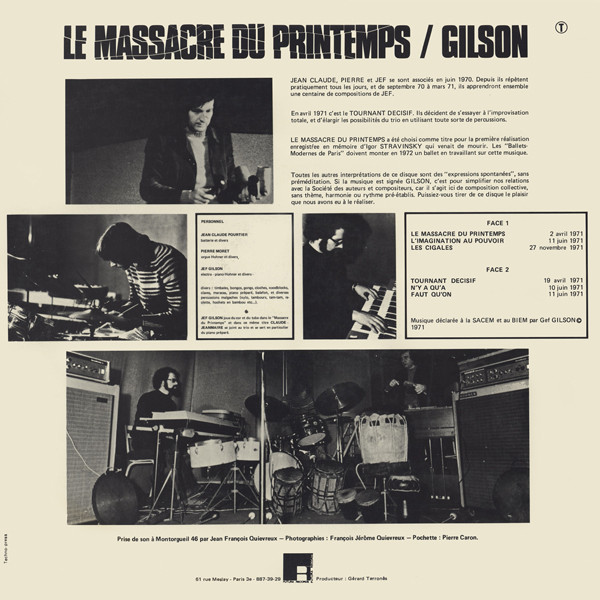 Jef Gilson - Le Massacre Du Printemps [Vinyl] | Futura Records (GER 33) - 2